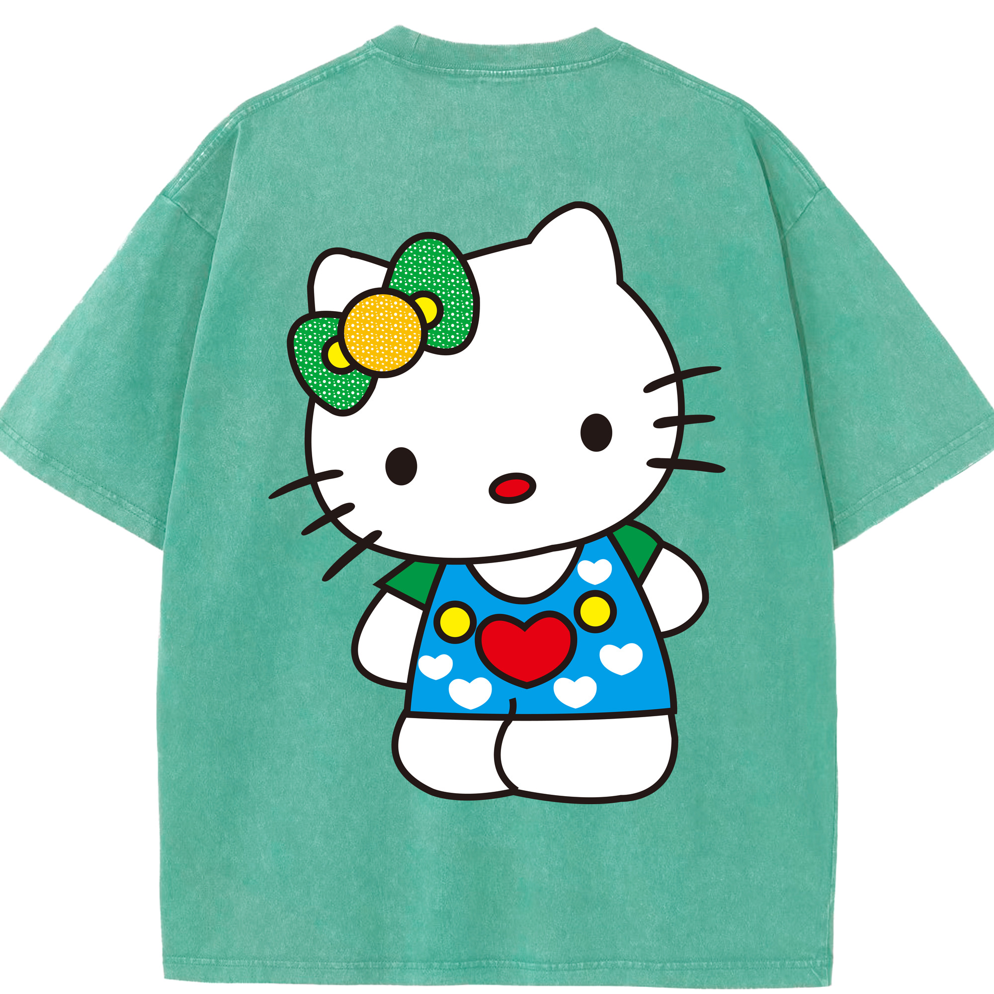 （画像用） Hello Kitty ハローキティ 綿100% ヴィンテージ風 半袖Tシャツ（背面プリント）